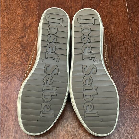 Josef Seibel Cognac Brown Suede Sneakers, Classic Lace-Up Design, Size 8 - Picture 15 of 16